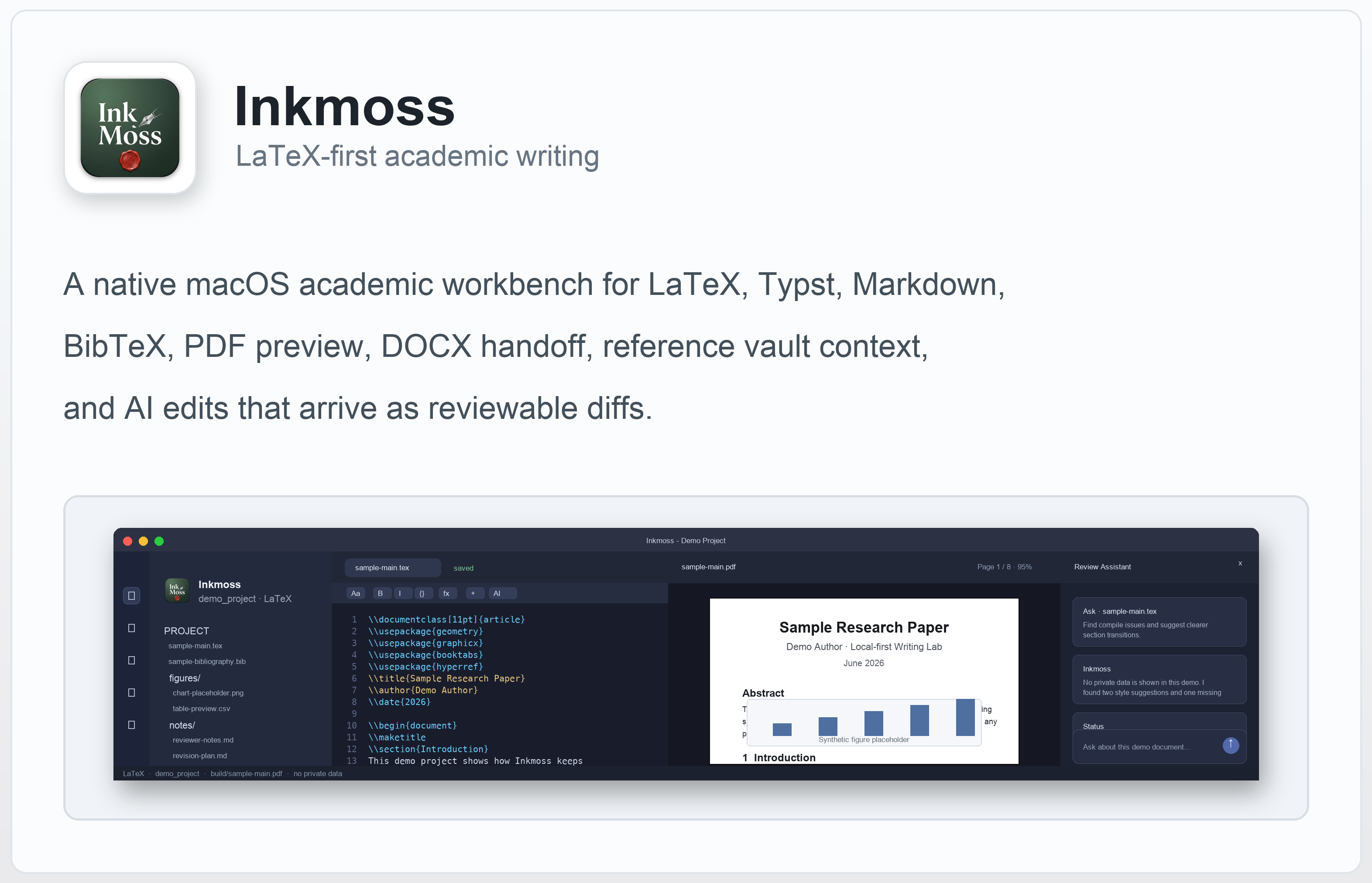 Inkmoss macOS app preview